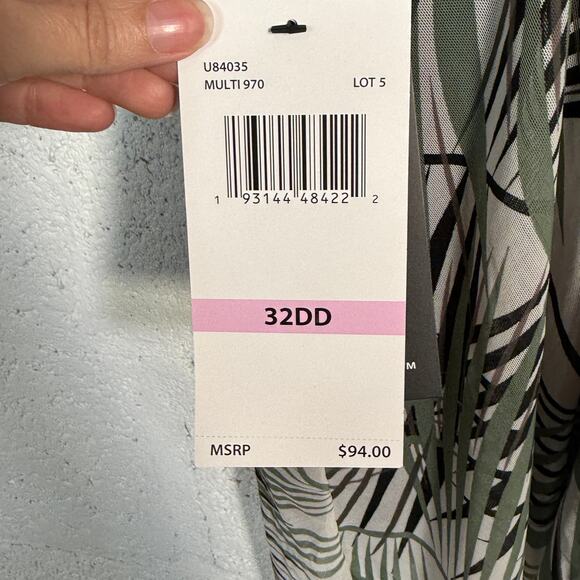 Coco Reef Palm print Bra Sized Tankini Swim Top, green 32DD MSRP $94 - Picture 6 of 10